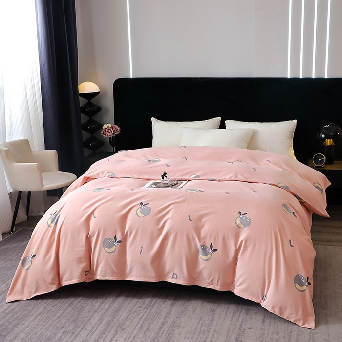 91家纺网 家纺一手货源 找家纺 晶缦家纺 2024新款叶语系纯棉全棉生态磨毛多规格单被套 情怀粉