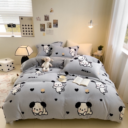 宅部落 2024新款高克重牛奶绒四件套单被套 快乐小汪汪