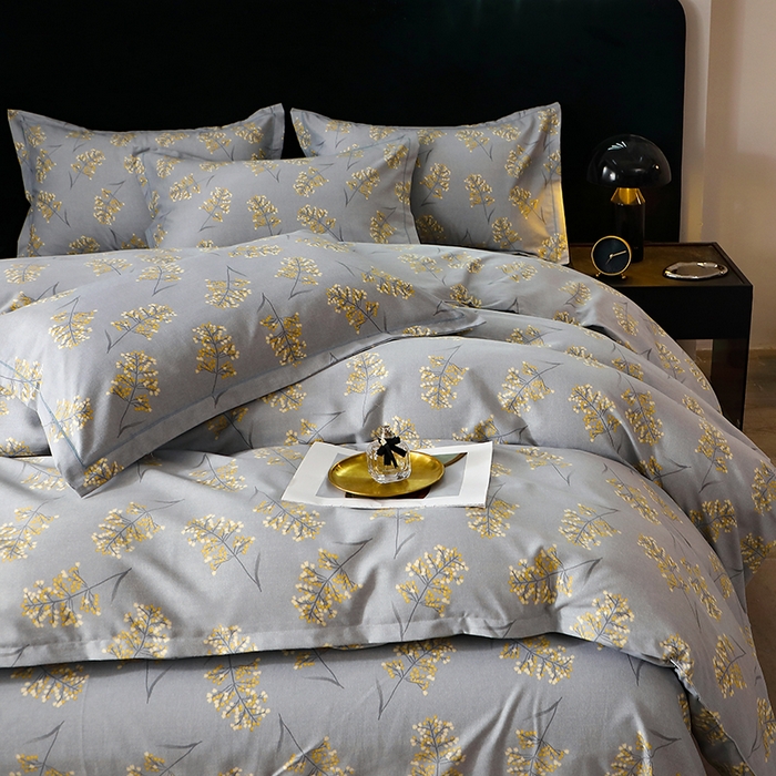 91家纺网 家纺一手货源 找家纺 晶缦家纺 2024新款叶语系纯棉全棉生态磨毛多规格四件套 絮语绿