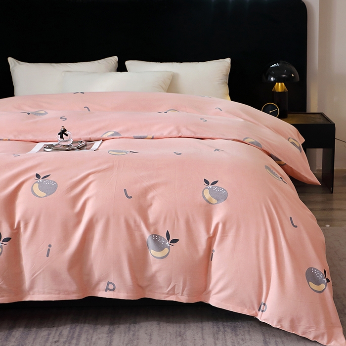 91家纺网 家纺一手货源 找家纺 晶缦家纺 2024新款叶语系纯棉全棉生态磨毛多规格单被套 情怀粉