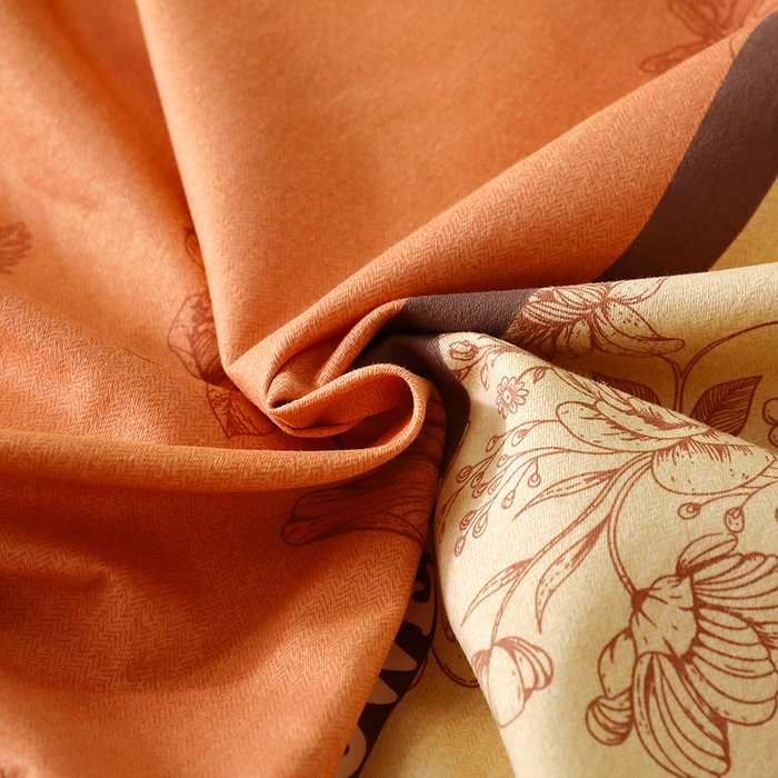 91家纺网 家纺一手货源 找家纺 晶缦家纺 2024新款叶语系纯棉全棉生态磨毛多规格四件套 绿风铃桔