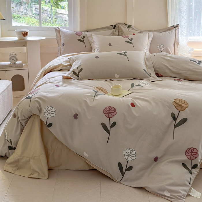 91家纺网 家纺一手货源 找家纺 7V 2024新款A类全棉四件套 卉雅