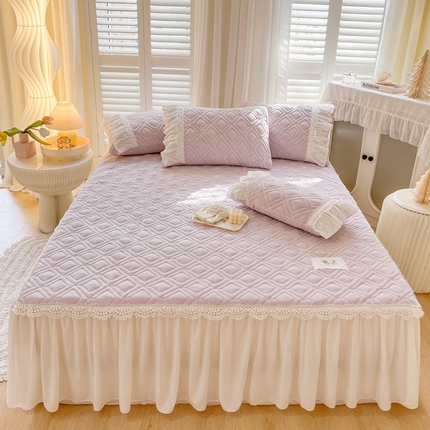 91家纺网 家纺一手货源 找家纺 （总）乐朵家居 2025秋冬 米娅 牛奶绒 夹棉床裙