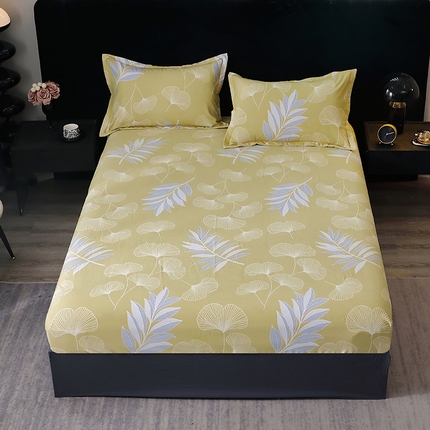 晶缦家纺 2024新款叶语系纯棉全棉生态磨毛多规格单床笠 迷迭香黄