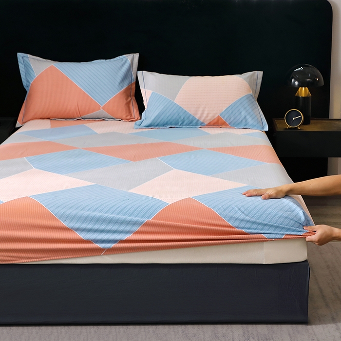 91家纺网 家纺一手货源 找家纺 晶缦家纺 2024新款叶语系纯棉全棉生态磨毛多规格单床笠 炫彩