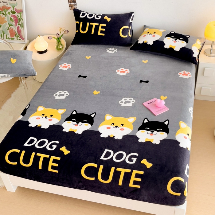 91家纺网 家纺一手货源 找家纺 （总）艾橙家纺 2024新款A类加厚牛奶绒印花床笠