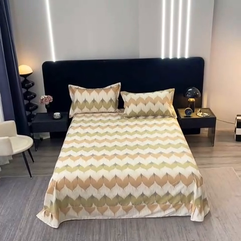 91家纺网 家纺一手货源 找家纺 晶缦家纺 2024新款叶语系纯棉全棉生态磨毛多规格单床单 浪漫味道桔