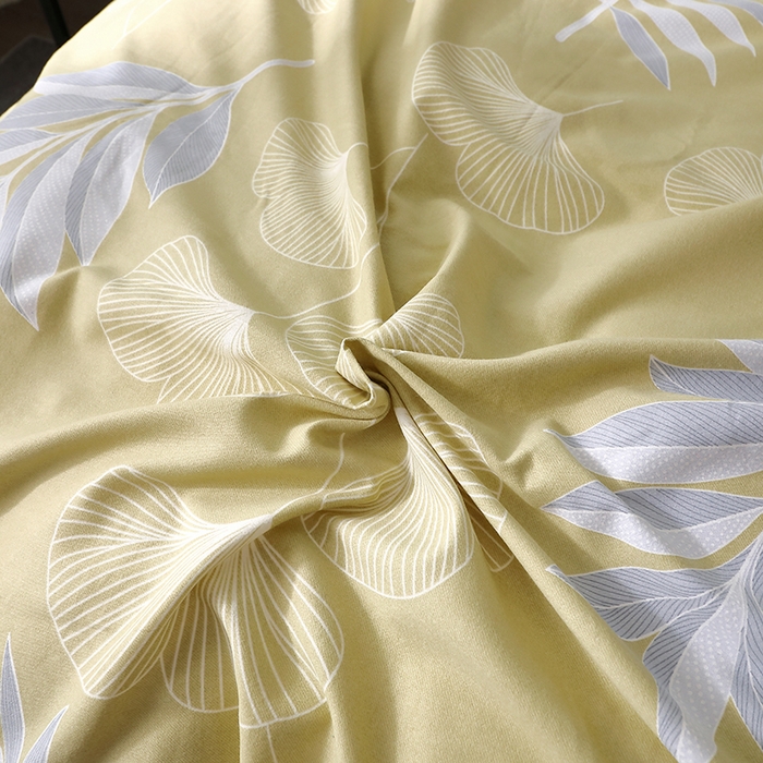 91家纺网 家纺一手货源 找家纺 晶缦家纺 2024新款叶语系纯棉全棉生态磨毛多规格单被套 迷迭香黄