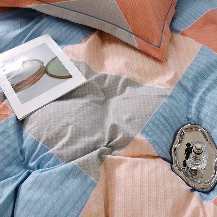 91家纺网 家纺一手货源 找家纺 晶缦家纺 2024新款叶语系纯棉全棉生态磨毛多规格四件套 炫彩