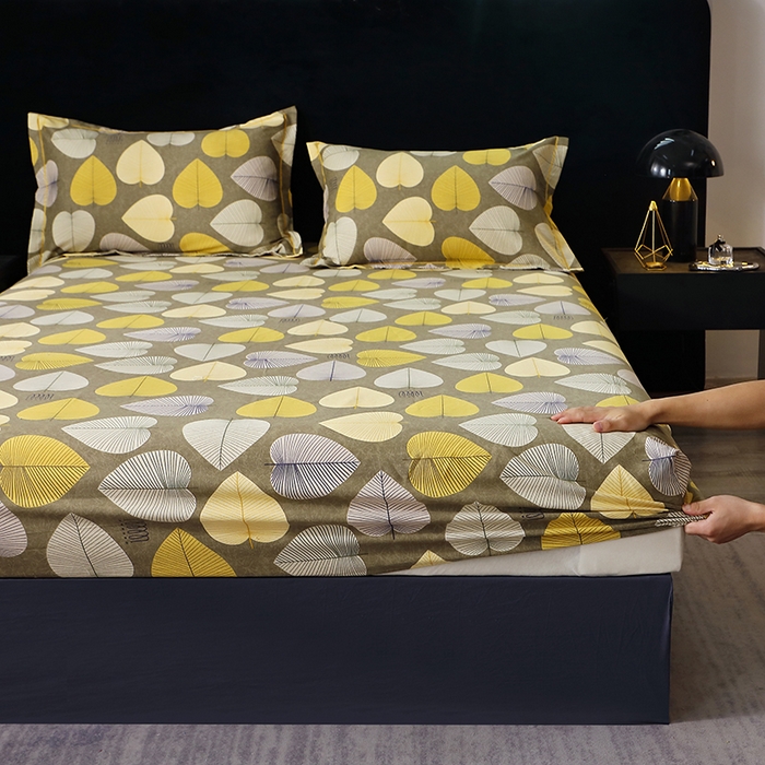 91家纺网 家纺一手货源 找家纺 晶缦家纺 2024新款叶语系纯棉全棉生态磨毛多规格单床笠 叶语聆风