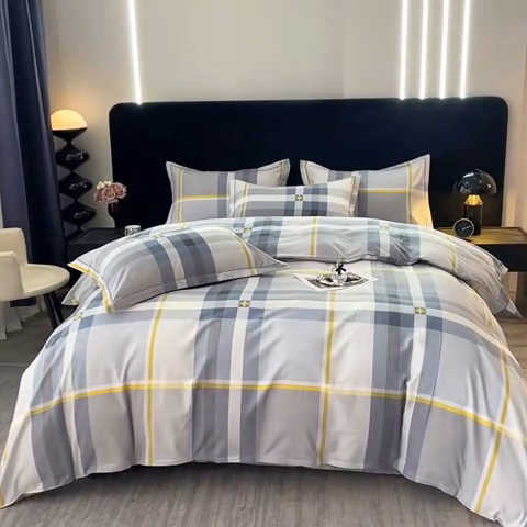 91家纺网 家纺一手货源 找家纺 晶缦家纺 2024新款叶语系纯棉全棉生态磨毛多规格四件套 莫利格蓝