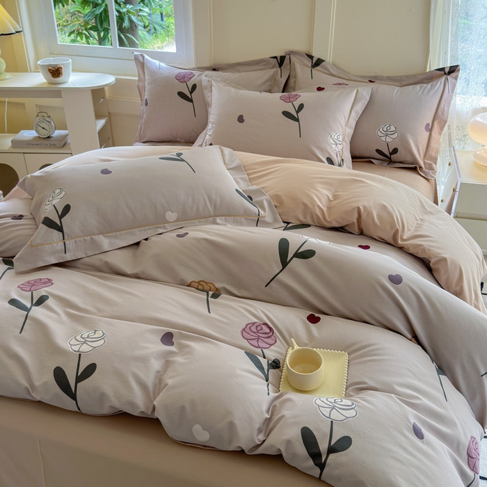 91家纺网 家纺一手货源 找家纺 7V 2024新款A类全棉四件套 卉雅