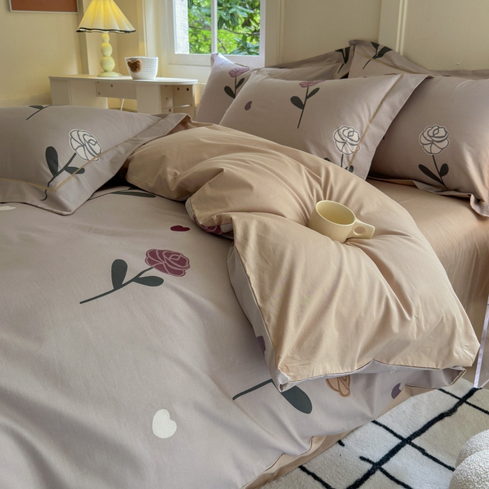 91家纺网 家纺一手货源 找家纺 7V 2024新款A类全棉四件套 卉雅