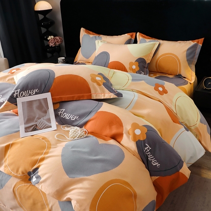 晶缦家纺 2024新款叶语系纯棉全棉生态磨毛多规格四件套 贝尔