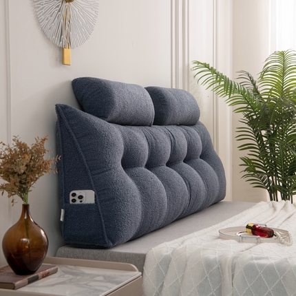 美达人 2024新款泰迪绒床头靠垫 Mdaren-泰迪绒-芸蓝