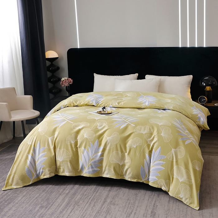 91家纺网 家纺一手货源 找家纺 晶缦家纺 2024新款叶语系纯棉全棉生态磨毛多规格单被套 迷迭香黄