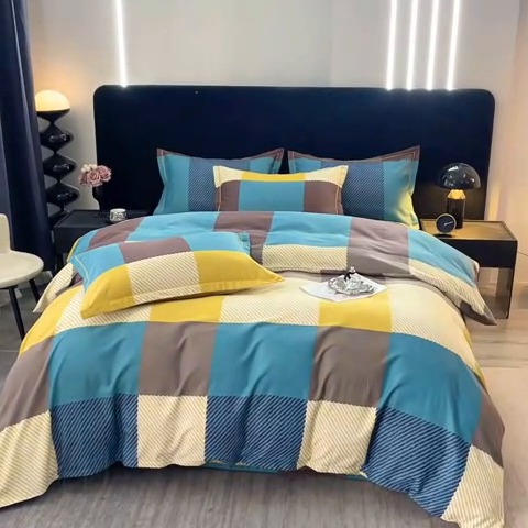 91家纺网 家纺一手货源 找家纺 晶缦家纺 2024新款叶语系纯棉全棉生态磨毛多规格四件套 魔方城