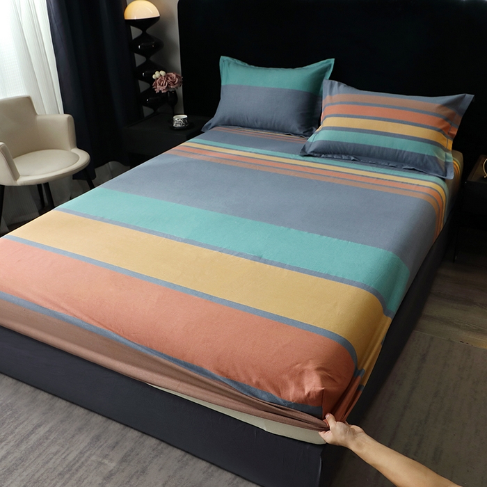 91家纺网 家纺一手货源 找家纺 晶缦家纺 2024新款叶语系纯棉全棉生态磨毛多规格单床笠 风尚