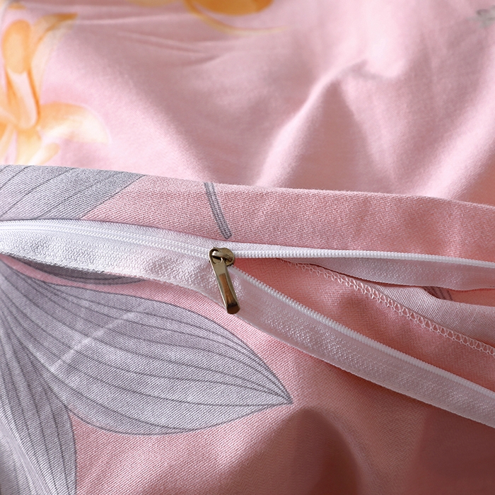 91家纺网 家纺一手货源 找家纺 晶缦家纺 2024新款叶语系纯棉全棉生态磨毛多规格四件套 相思叶粉