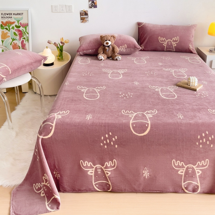 91家纺网 家纺一手货源 找家纺 艾橙家纺 2024新款A类加厚牛奶绒印花床单 北欧生活