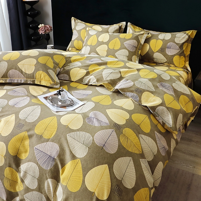 91家纺网 家纺一手货源 找家纺 晶缦家纺 2024新款叶语系纯棉全棉生态磨毛多规格四件套 叶语聆风