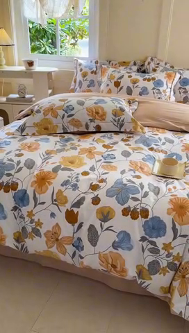 91家纺网 家纺一手货源 找家纺 7V 2024新款A类全棉四件套 春日初晴