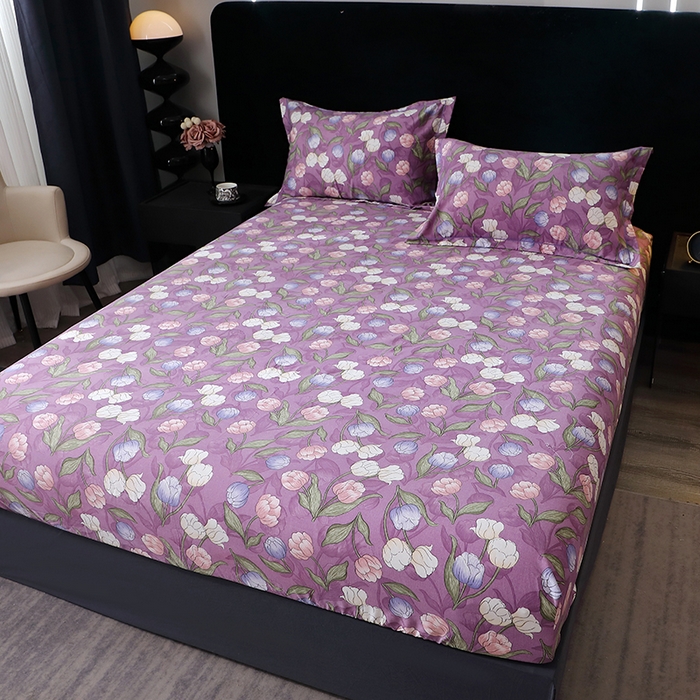 91家纺网 家纺一手货源 找家纺 晶缦家纺 2024新款叶语系纯棉全棉生态磨毛多规格单床笠 拥抱花季