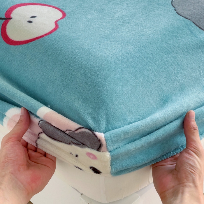 91家纺网 家纺一手货源 找家纺 艾橙家纺 2024新款A类加厚牛奶绒印花床笠 呆萌狗