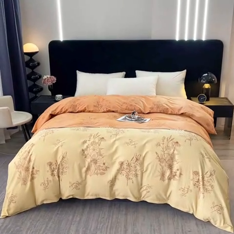 91家纺网 家纺一手货源 找家纺 （总）2025新款叶语系·纯棉全棉生态磨毛多规格单品被套单件保暖加厚印花纯棉磨毛被套单品被套单被套被罩斜纹