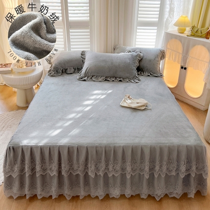 91家纺网 家纺一手货源 找家纺 （总）乐朵家居 2025秋冬 牛奶绒 蕾丝床裙