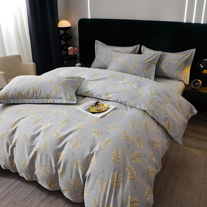 91家纺网 家纺一手货源 找家纺 晶缦家纺 2024新款叶语系纯棉全棉生态磨毛多规格四件套 絮语绿