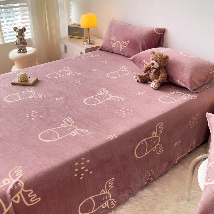 91家纺网 家纺一手货源 找家纺 艾橙家纺 2024新款A类加厚牛奶绒印花床单 北欧生活