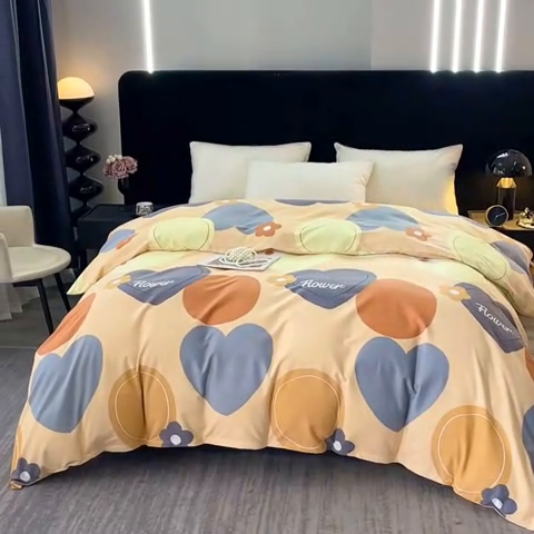 91家纺网 家纺一手货源 找家纺 晶缦家纺 2024新款叶语系纯棉全棉生态磨毛多规格单被套 贝尔