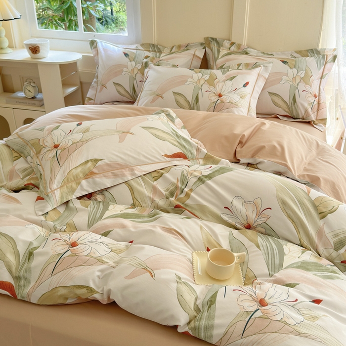 91家纺网 家纺一手货源 找家纺 7V 2024新款A类全棉四件套 青野