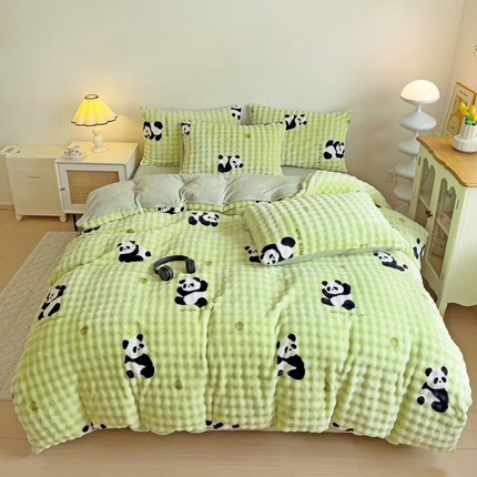 91家纺网 家纺一手货源 找家纺 （总）金爱家 2024新款A类高克重云朵牛奶泡泡绒四件套