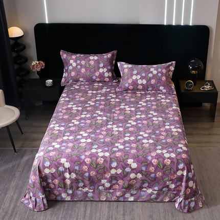 晶缦家纺 2024新款叶语系纯棉全棉生态磨毛多规格单床单 拥抱花季