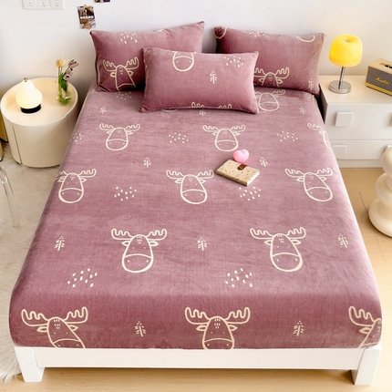 91家纺网 家纺一手货源 找家纺 （总）艾橙家纺 2024新款A类加厚牛奶绒印花床笠