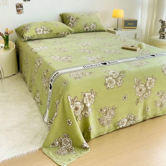 91家纺网 家纺一手货源 找家纺 艾橙家纺 2024新款A类加厚牛奶绒印花床单 玫瑰庄园