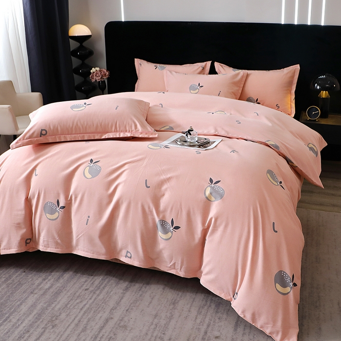 91家纺网 家纺一手货源 找家纺 晶缦家纺 2024新款叶语系纯棉全棉生态磨毛多规格四件套 情怀粉