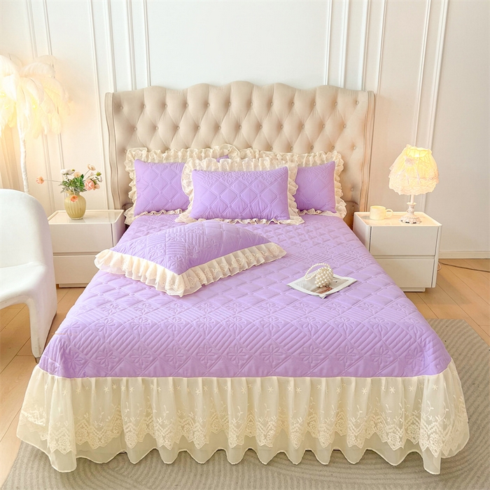 91家纺网 家纺一手货源 找家纺 （总）虹星家纺 2024新款A类水洗棉夹棉床盖三件套