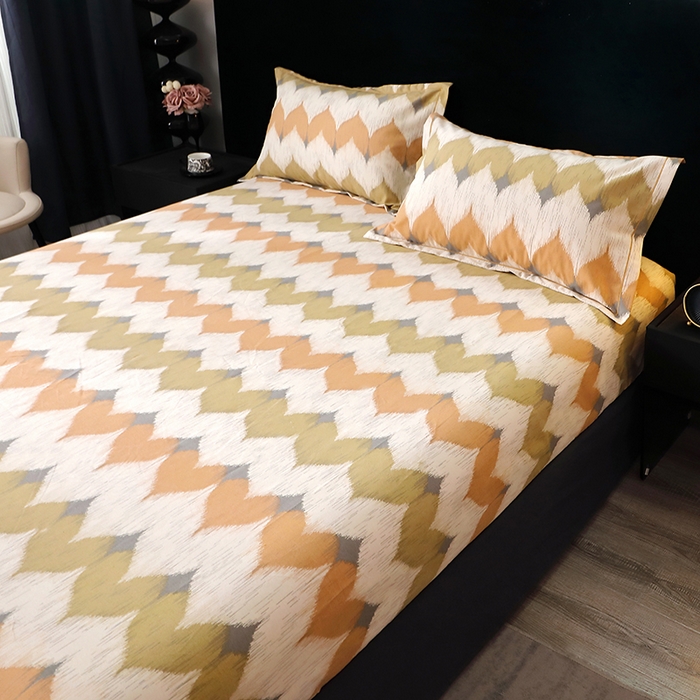 91家纺网 家纺一手货源 找家纺 晶缦家纺 2024新款叶语系纯棉全棉生态磨毛多规格单床笠 浪漫味道桔