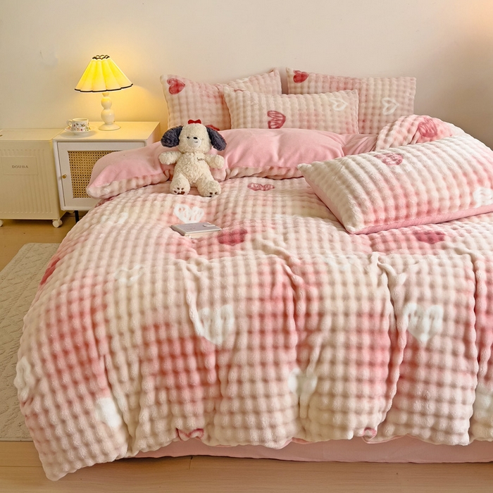 91家纺网 家纺一手货源 找家纺 （总）金爱家 2024新款A类高克重云朵牛奶泡泡绒四件套