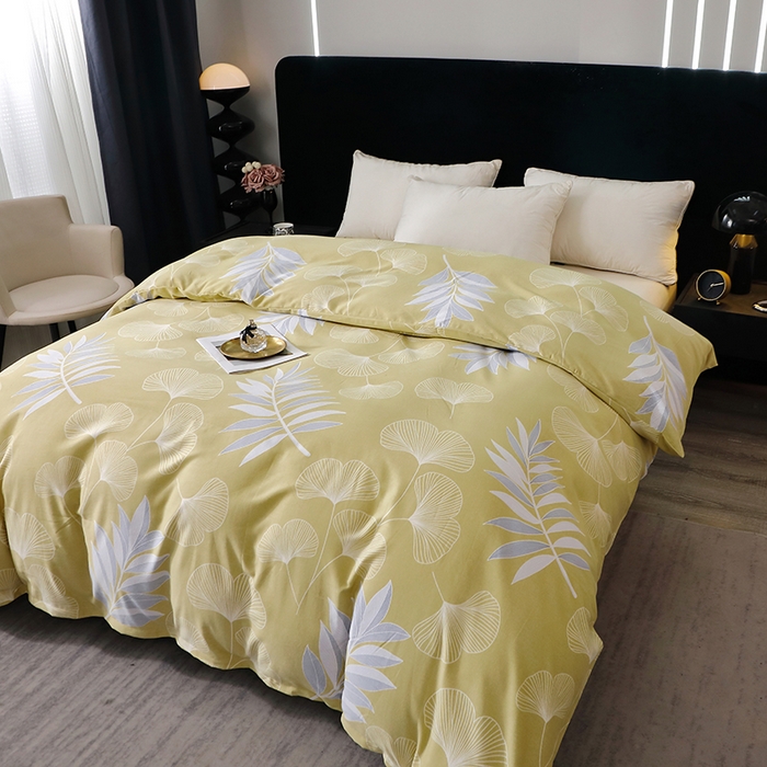 91家纺网 家纺一手货源 找家纺 晶缦家纺 2024新款叶语系纯棉全棉生态磨毛多规格单被套 迷迭香黄