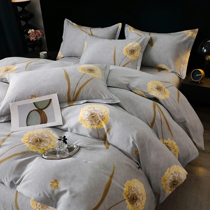 91家纺网 家纺一手货源 找家纺 （总）2025新款叶语系·纯棉全棉生态磨毛多规格四件套活性加厚保暖印花床单款床笠款斜纹三件套
