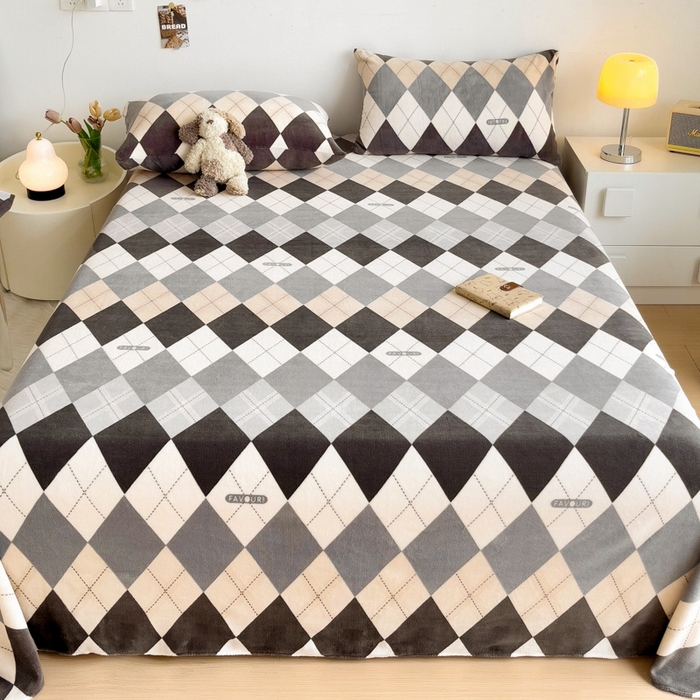 91家纺网 家纺一手货源 找家纺 艾橙家纺 2024新款A类加厚牛奶绒印花床单 极简生活