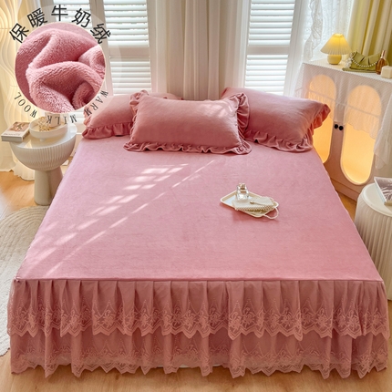 91家纺网 家纺一手货源 找家纺 （总）乐朵家居 2025秋冬 牛奶绒 蕾丝床裙