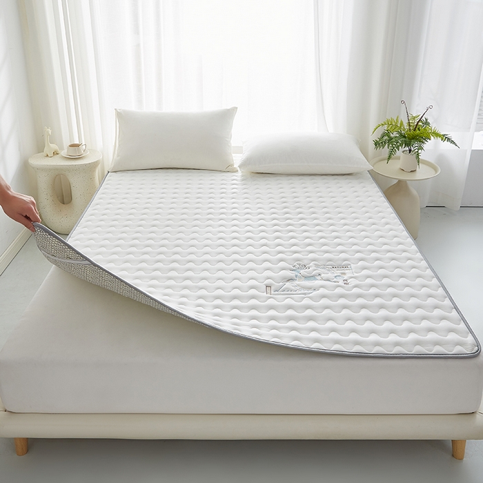 91家纺网 家纺一手货源 找家纺 祁恋婷家居 2024新款亲肤棉大豆纤维刺绣床垫【床垫遮盖物】 壹鹿有你-白