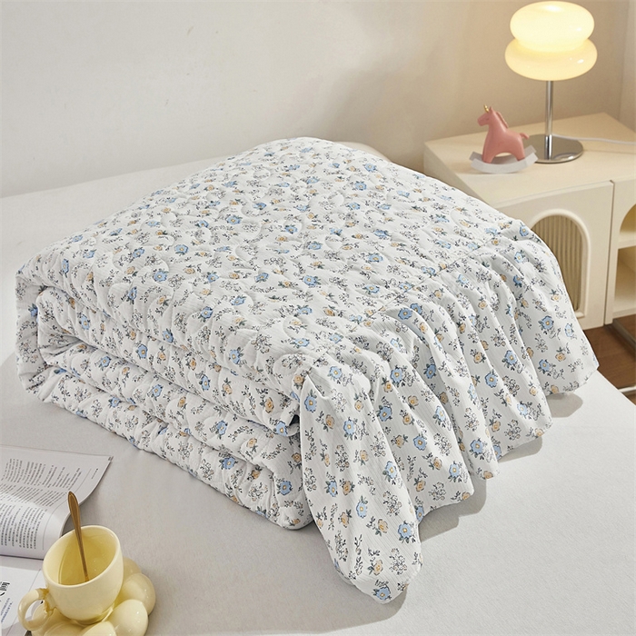 91家纺网 家纺一手货源 找家纺 十个点家纺 2025新款印花夹棉床盖三件套-晚秋系列 繁花似锦