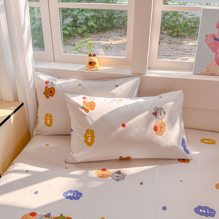 91家纺网 家纺一手货源 找家纺 吉象家纺 2024新款高支密全棉印花单床单 快乐周末