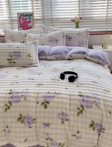 91家纺网 家纺一手货源 找家纺 梵克保罗 2024新款泡泡绒加厚立体牛奶绒单被套多功能被套毯 田园生活